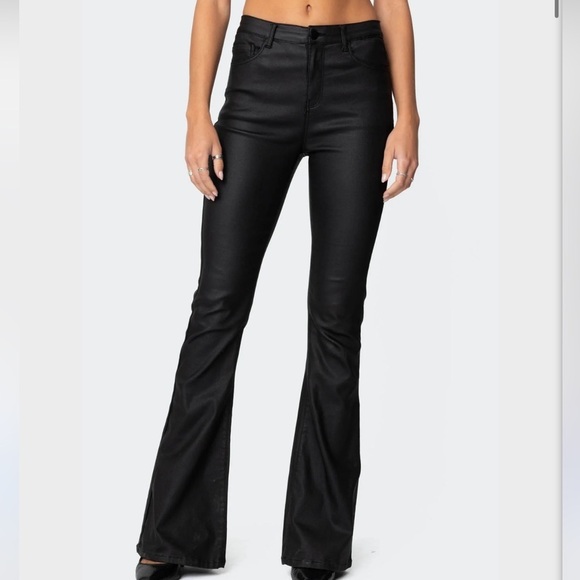Edikited Luna Faux Leather Flare Women’s Jeans size medium - Picture 2 of 14